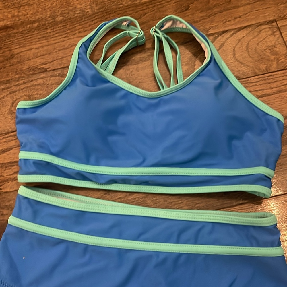 Two piece bikini swimsuit aqua and mint size small - Picture 3 of 5